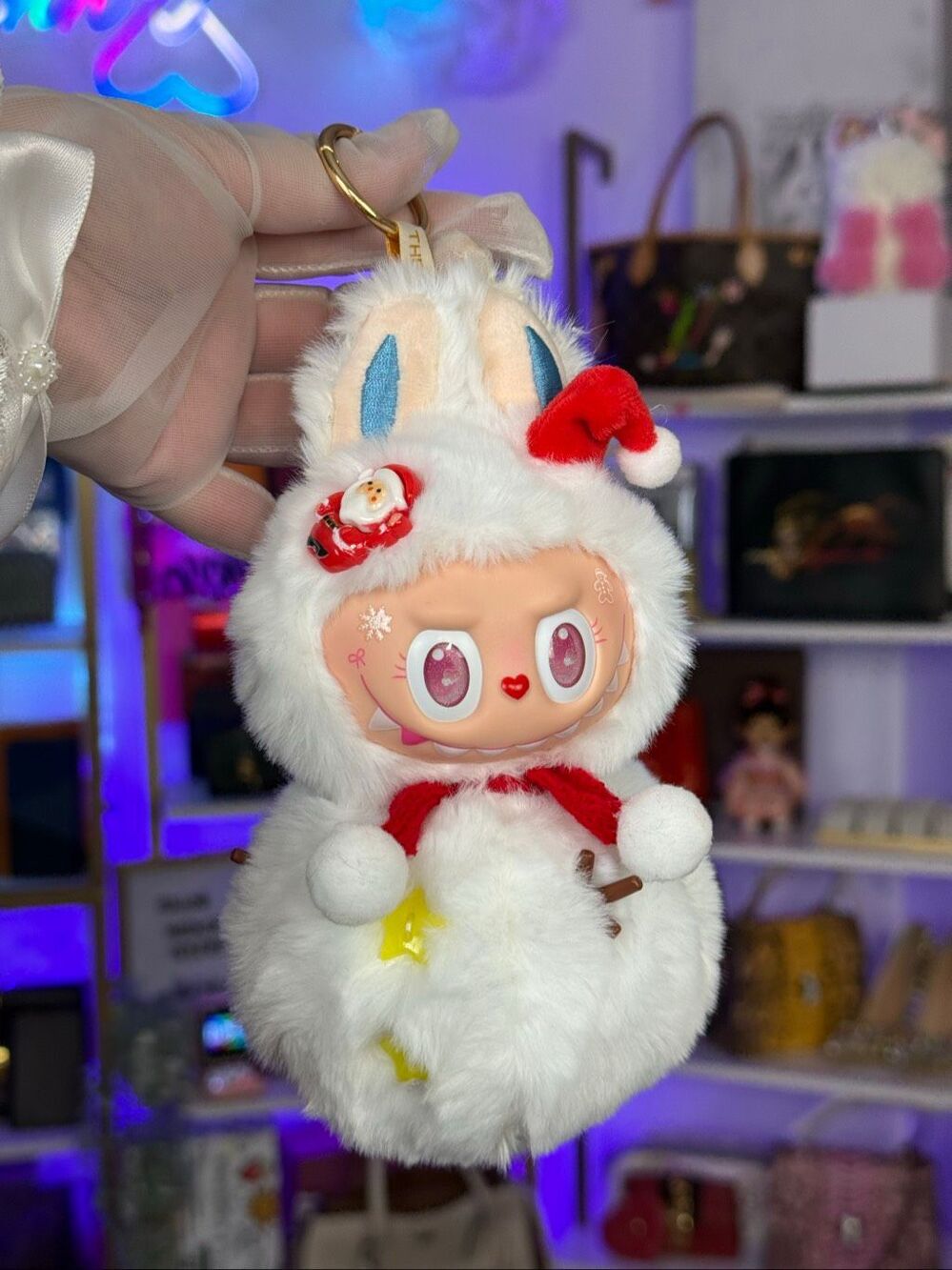 Custom Labubu Snowman Christmas Holiday Edition Vinyl Plush Pendant Bag Charm